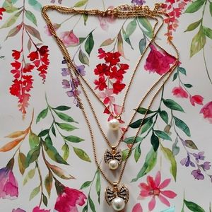 New 14K Gold plated necklace with white pearl jewelry